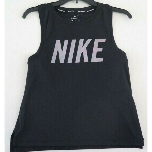 Nike AJ4671 Women's Sz S Black/Metallic Dri Fit Miler Racerback Running Tank Top - Picture 1 of 3